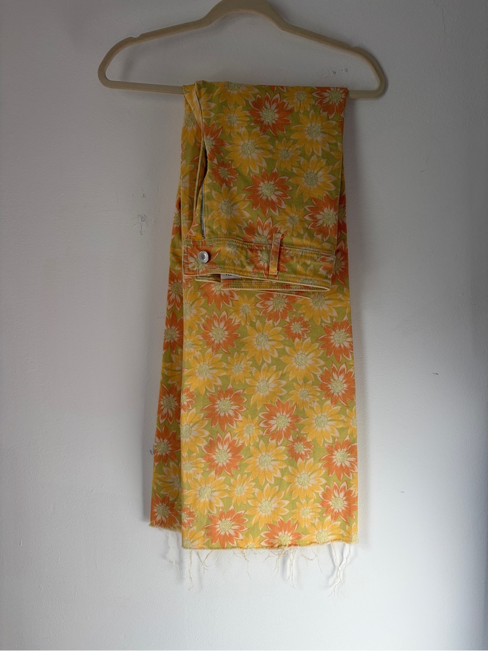 Zara Yellow and Orange Floral Denim Shorts